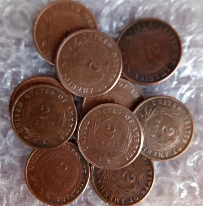 

Two Cents 9PCS (1865-1873) Coins USA Very Good 2 Cents Copper Coins Copy
