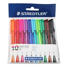 Шариковая ручка Staedtler 432 м с треугольным держателем, Шариковая Ручка-роллер 0,7 мм, 10 разных цветов, набор для офиса и школы Шариковая ручка Staedtler 432 м с треугольным держателем, Шариковая Ручка-роллер 0,7 мм, 10 разных цветов, набор для офиса и школы