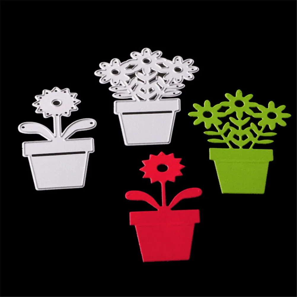 Xmas Scrapbooking Paper Cards Crafts  For DIY Cards Album Book Scrapbooking Decoration Potted Plant Metal Cutting Dies Stencils