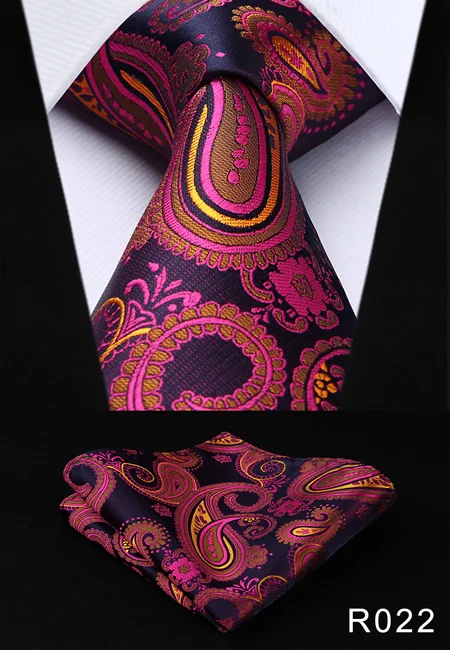 Платок классический свадьбу Мужская Мода Пейсли Цветочные 3." шелк Тканые свадьба Для мужчин галстук платок Набор# RF2 - Цвет: R022