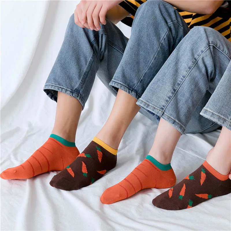

Summer New Product Cute Cartoon Vegetables Fruit Carrots Art Harajuku Invisible Socks Couples Tide Socks Unisex Calcetines Mujer