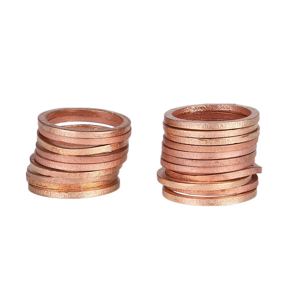

20PCS/Pack Copper Washer Solid Gasket Sump Plug Oil Seal Fittings 16*20*1.5MM Tool Parts Accessories Drop Shipping