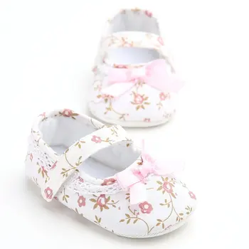 

846 Mary Jane Ballet Dress Baby Toddler First Walkers Crib Floral Soft Soled Anti-Slip Shoes Infant Newborn Girls Princess Shoes
