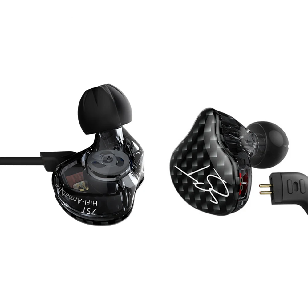 KZ ZST In Ear Earphone Armature Dual Driver Detachable Cable Audio