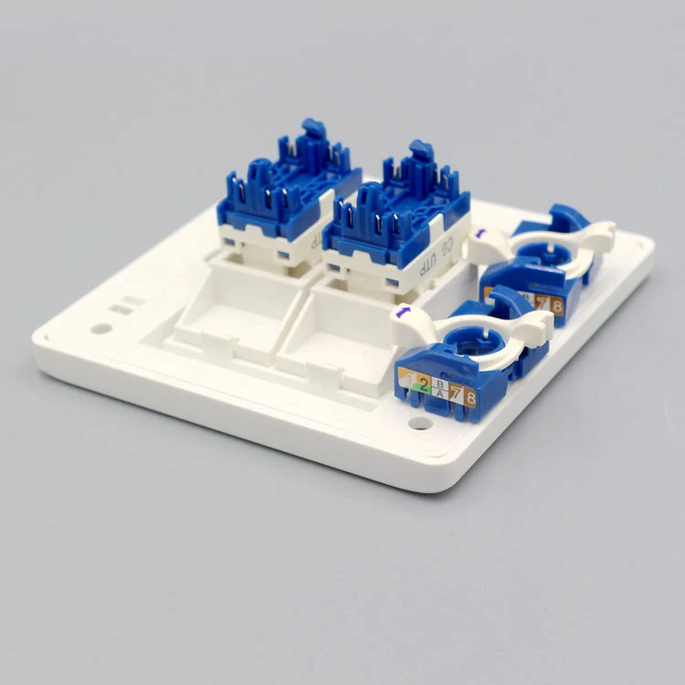 Wall Socket Plate Four Ports Rotate RJ45 CAT6 Network Lan Outlet Panel Faceplate