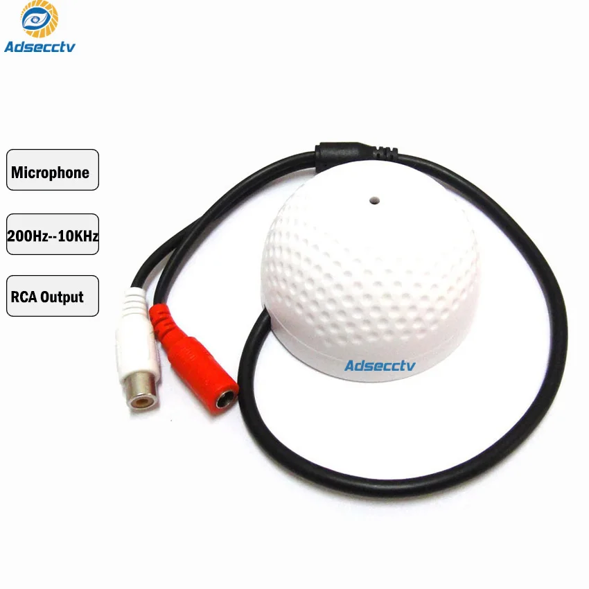 CCTV Microphone for Surveillance accessory Wide Range Sound Pickup RCA Audio output Monitor for