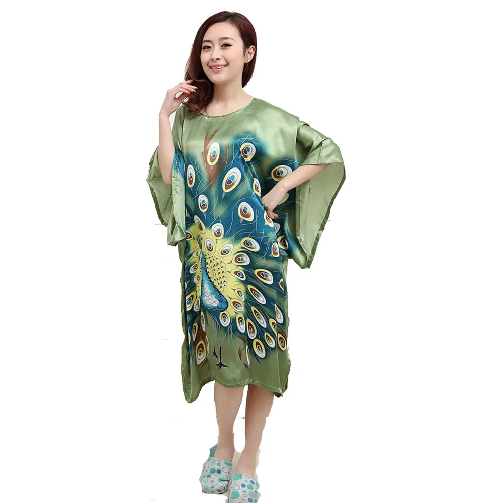 Халат женский из искусственного шелка с цветочным принтом 030803|night gown|vintage sleepwearsilk