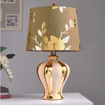 

47.5cm Bronzing Bottle Lamp with Silver Grit Blasting Decor / Brown Silk Fabric Shade with Golden Linen