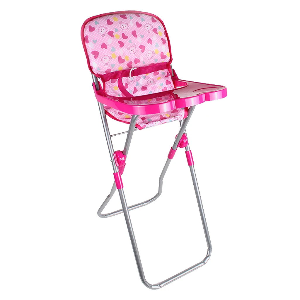 

Nursery Room Furniture Decor - Pink ABS Baby Doll Dining High Chair for 9-12inch Reborn Doll for Mellchan Doll Accessories