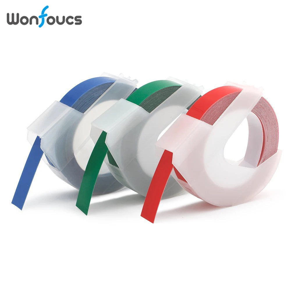 

9mm*3m Compatible Dymo 3D Plastic Embossing Label Tapes 3pcs Mixed Color Tape For Embossing Manual labeller Label Maker