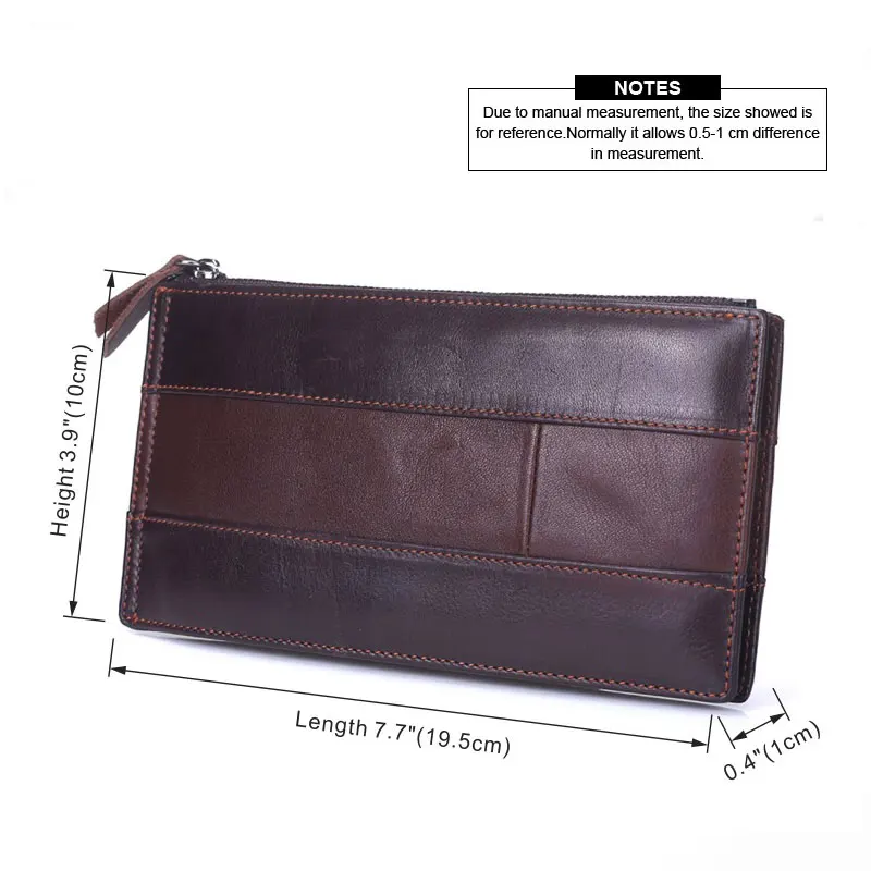 Quality Cowhide Men Clutch Wallets Genuine Leather Long Purses Business Large Capacity Wallet Zipper Pocket For Male