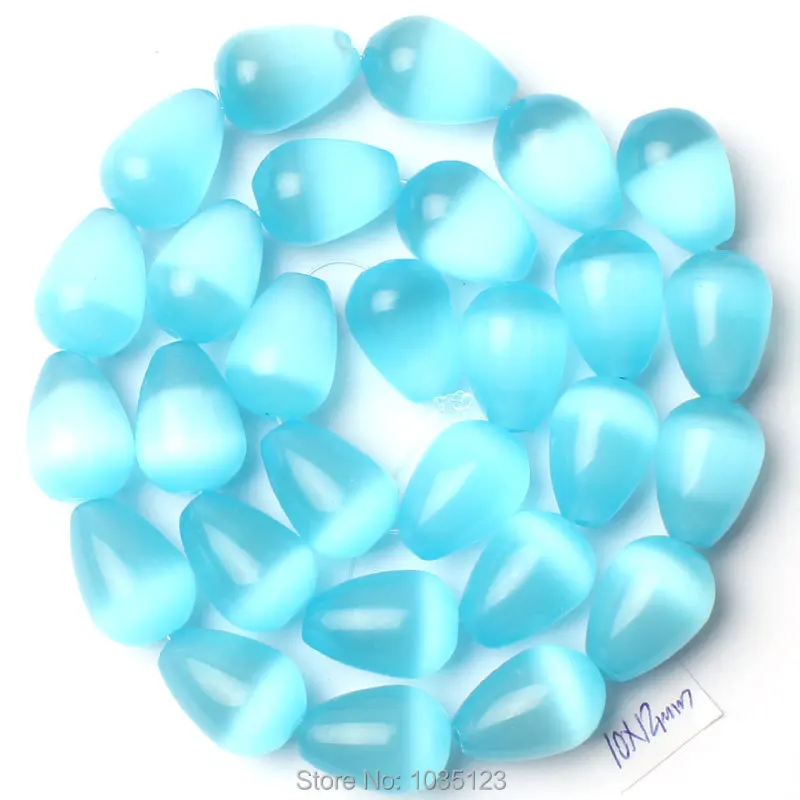 

Free Shipping 10x14mm Blue Color Cat Eye Stone Drop Shape Gem Loose Beads Strand 15" DIY Creative Jewellery Making w2722
