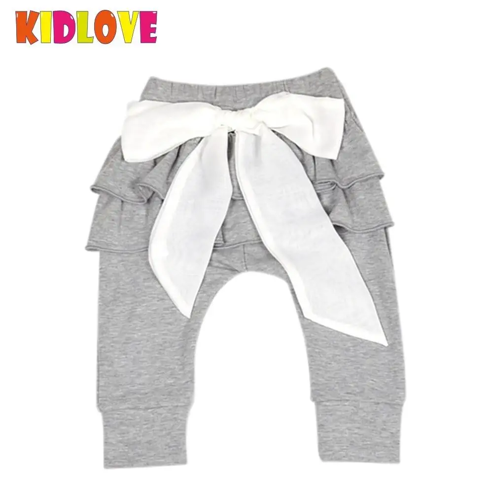 KIDLOVE New Baby Girls Cotton Lacework Trousers with Chiffon Bowknot