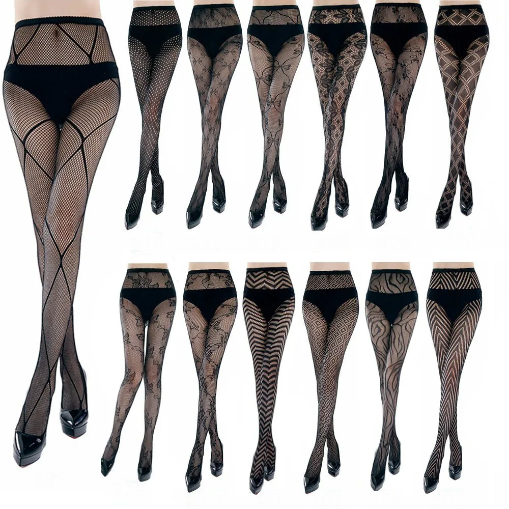 

Hot Women Tights Sexy Fishnet Pantyhose Black Mesh Transparent Party Female Vintage Hosiery Club Long Stockings Multi Colors