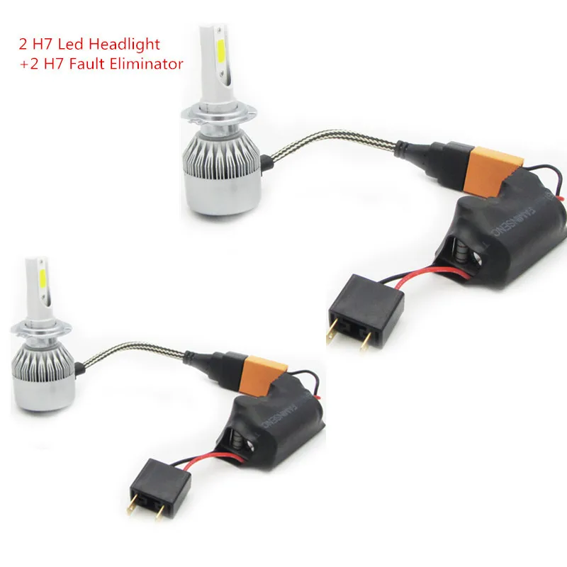 Buy 2* H7 6000K COB LED Car Headlight Kit+2* H7 Canbus
