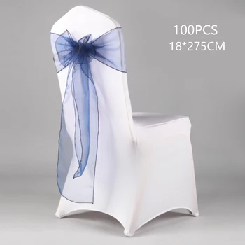 

100pcs Hot Sale Stretch Wedding Chair Cover Satin Fabric Bow Tie Ribbon Band Wedding Party Birthday Decorations Wholesale Retail