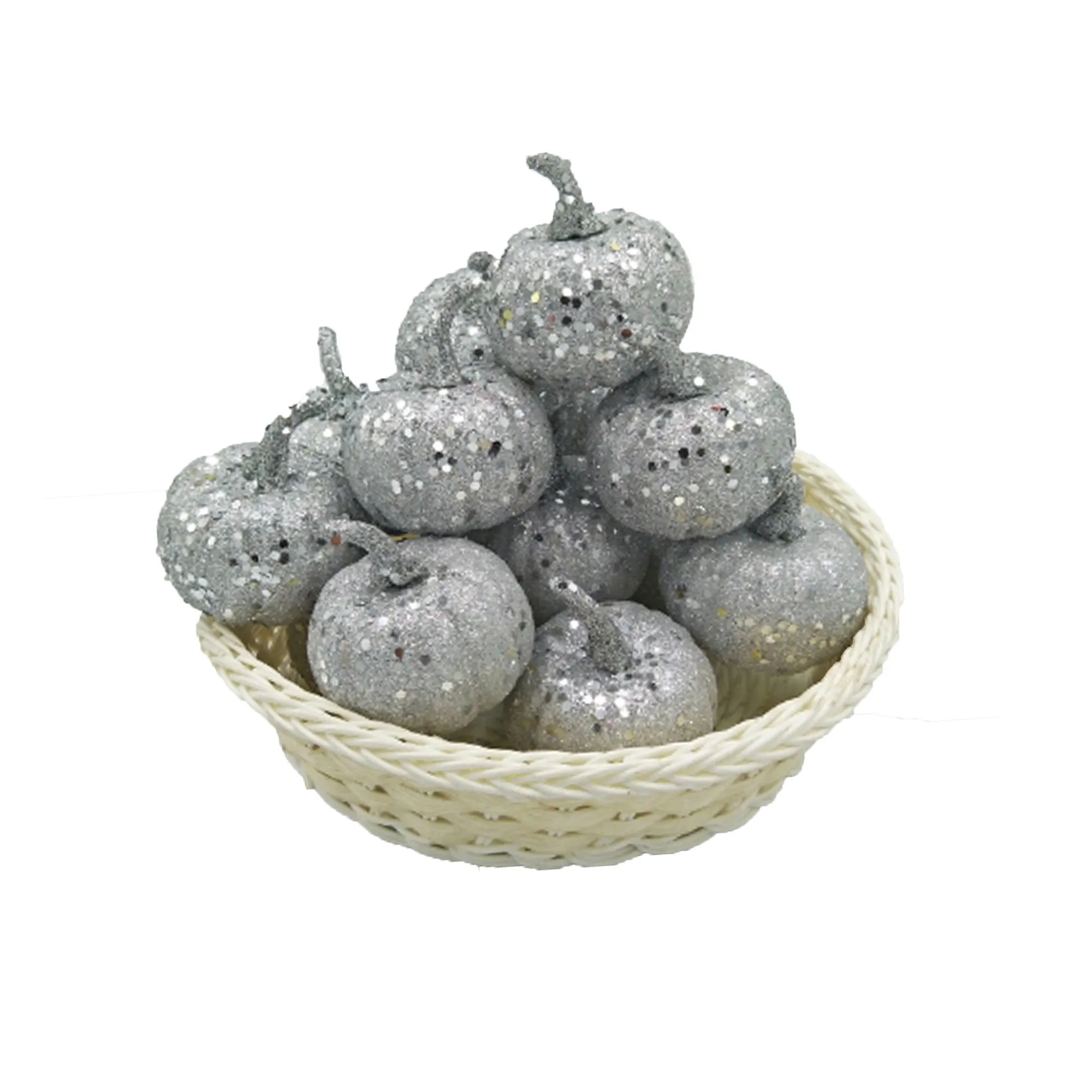 

12pc Pumpkin Halloween Gold Silver Gliter Autumn Thanksgiving Day Display Fall Halloween Casual Party Decor Calabazas Halloween0