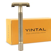 Мужская бритва 11,5 см с длинной ручкой, Классическая безопасная бритва, бронзовая, хромированная, медная, с бабочкой, с двойными краями