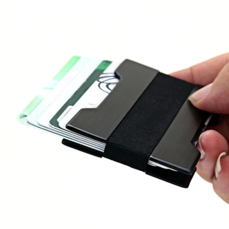 THINKTHENDO алюминиевый ТОНКИЙ ID кредитный держатель для карт протектор RFID кошелек чехол для карт эластичный тканевый ремешок держатель для карт s для мужчин и женщин