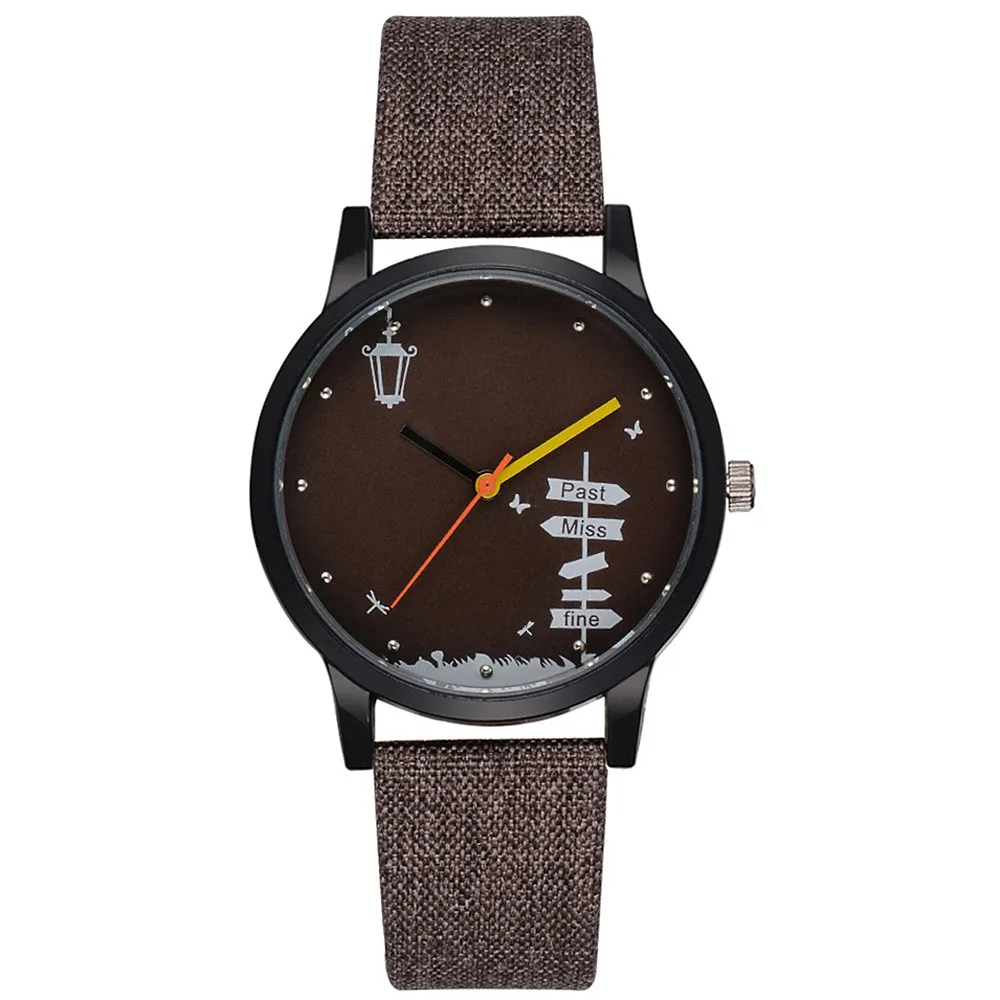 

2018 Fashion Canvas Men's Watch 1pcs Road Sign Canvas Small Butterfly No Scale Dial Quartz Alloy Business Watch Gift saat A80
