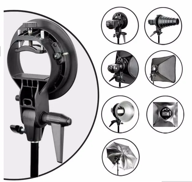 Godox 190 см/280 см сверхмощный светильник+ s-образный прочный пластмассовый кронштейн Bowens держатель для вспышки Speedlite Snoot софтбокс
