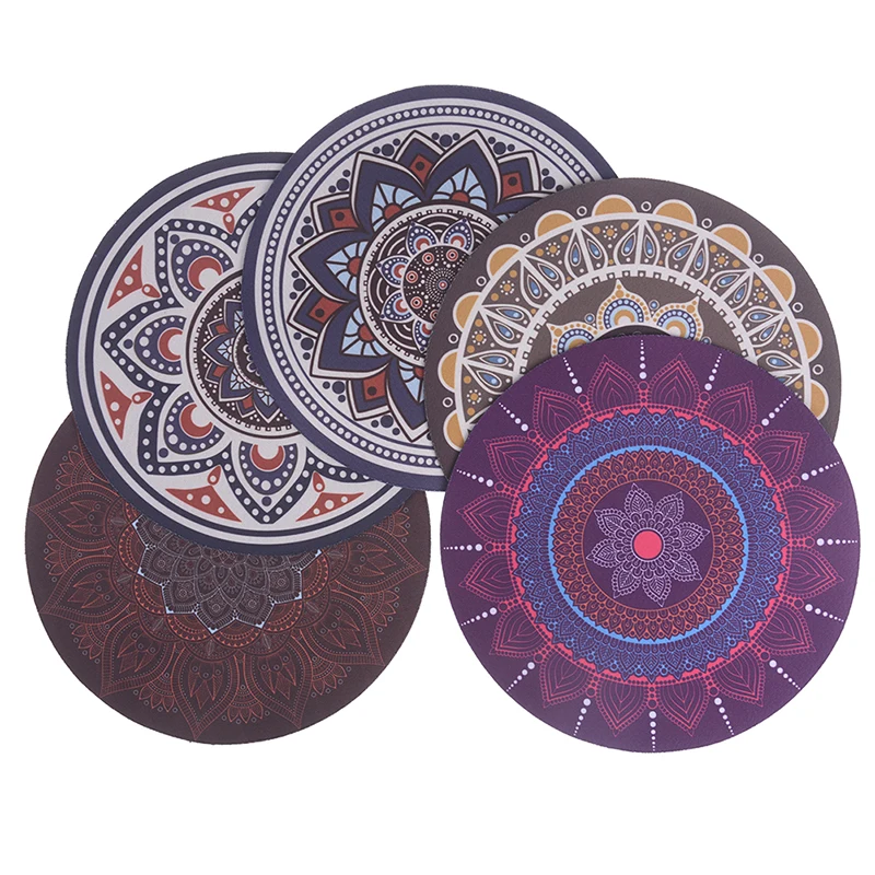 Vintage Bohemian Round Computer 3d Game Carpet Mouse Pad Mat Anti Slip Mousepad Diameter: 20cm