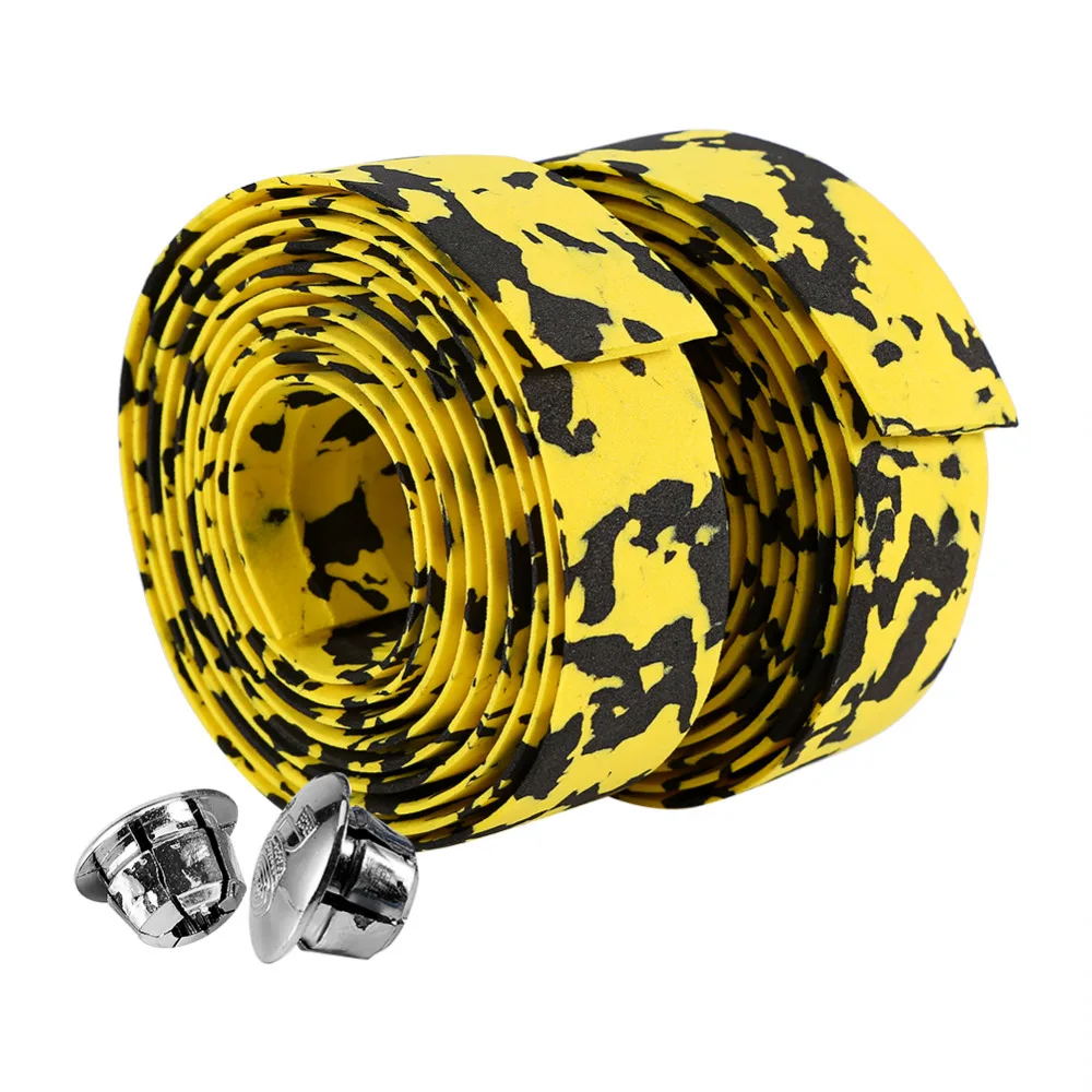 2PCS Bicycle Cycling Rode Bike Handlebar Grip Tapes Wraps Bandage with Bar Plug