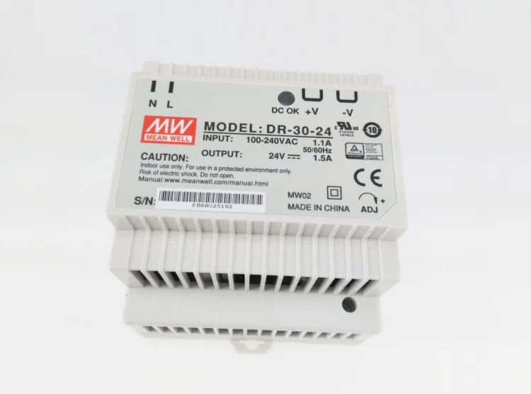 

Original MEAN WELL 30W Single Output Din Rail Switching Power Supply DR-30