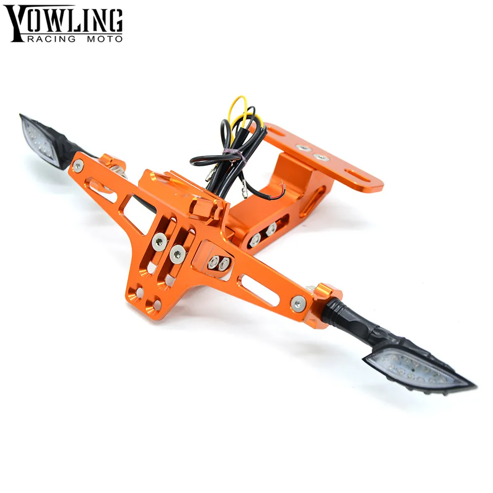 

For KTM Motorcycle CNC Rear License Plate Folding Mount Holder with LED Light 200 250 300 390 690 990 1090 Duke RC SMC Enduro R