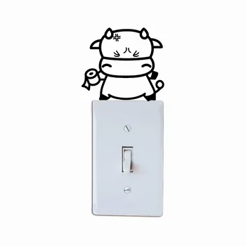 

Cow-4 Creative Cow Vinyl Light Switch Sticker Funny Cartoon Animal Wall Sticker for Kids Room Home Wallpaper