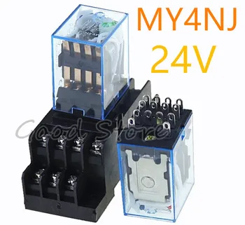 

10SET MY4NJ DC AC 24V Coil 5A 4NO 4NC Green LED Indicator Power Relay DIN Rail 14 Pin time relay with socket base