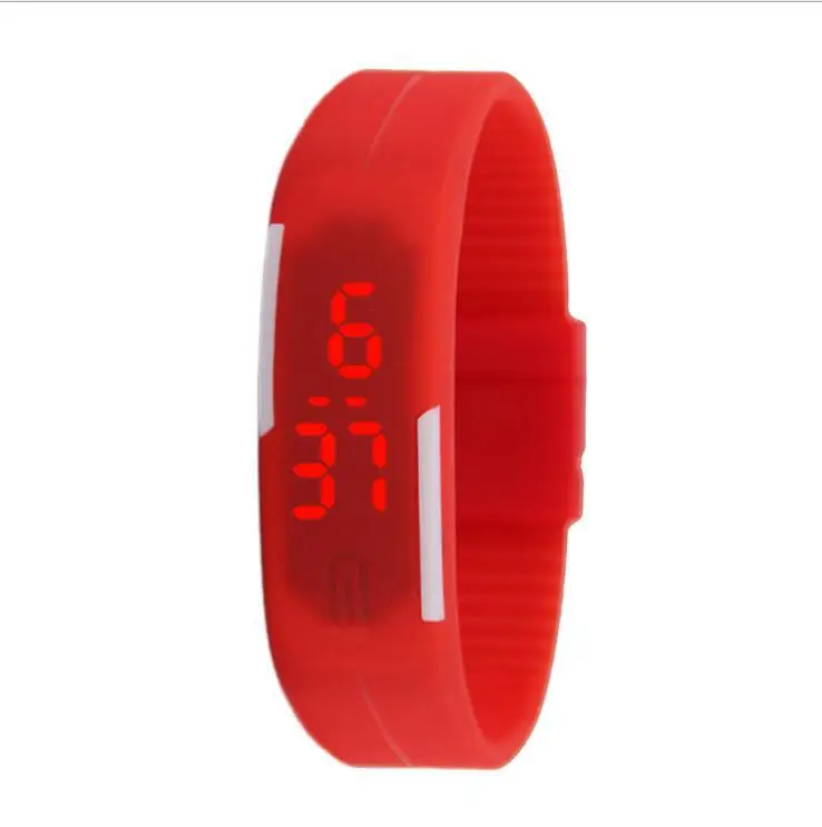 Новые детские часы, Детские светодиодный цифровые спортивные часы для мальчиков и девочек, мужские и женские электронные наручные часы с силиконовым браслетом из ПУ - Цвет: Красный
