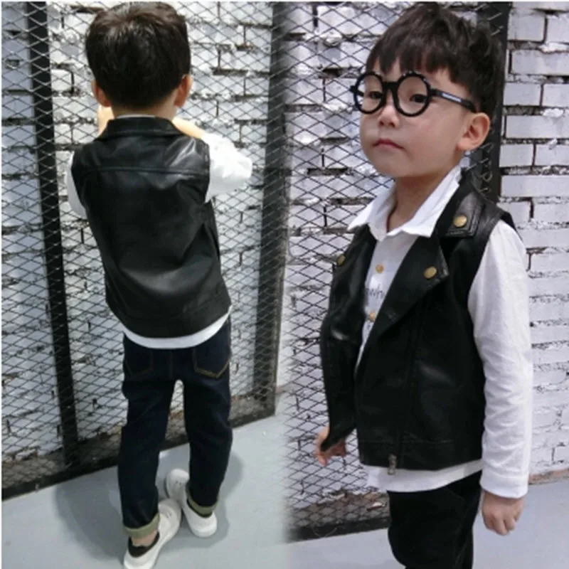 Spring kids leather clothing motorcycle jackets, childern PU leather