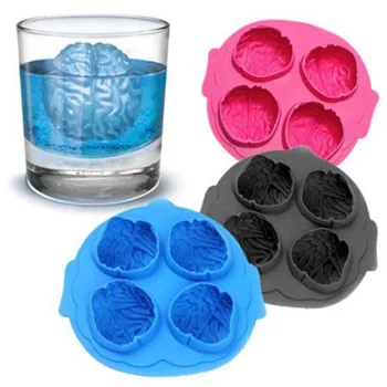 

1Pcs Creative Brain Shape Freeze Ice Cube Cutter Tray 4 Forms Cookies Chocolate Soap Baking Silicone Mold Kitchen Bar Party Tool