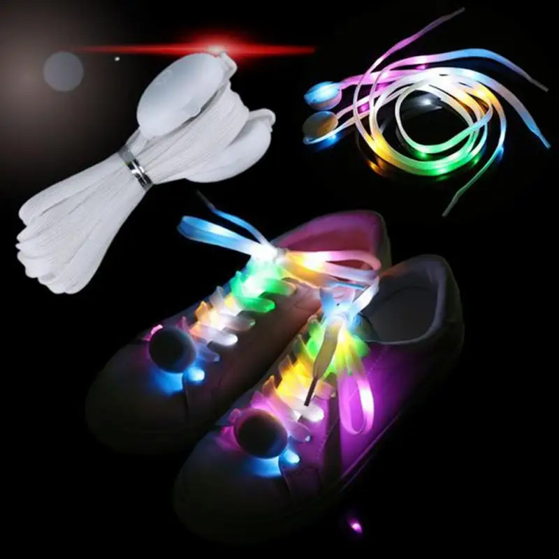 Fashion Sport Led Shoe Laces Glow Shoe Strings Round Flash Light Shoelaces Luminous No Tie Lazy Shoe Laces Hot New