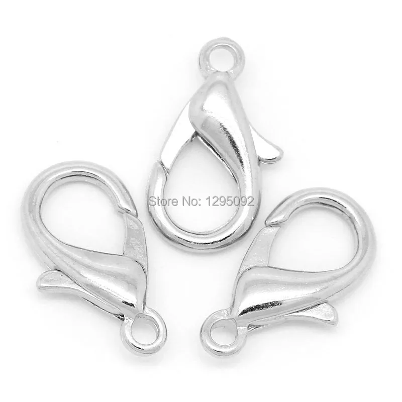 

250Pcs Lobster Clasps Fit Chain Bracelets / Necelaces Silver Tone Jewelry Making Charms Component Wholesale 21x12mm(7/8"x4/8")