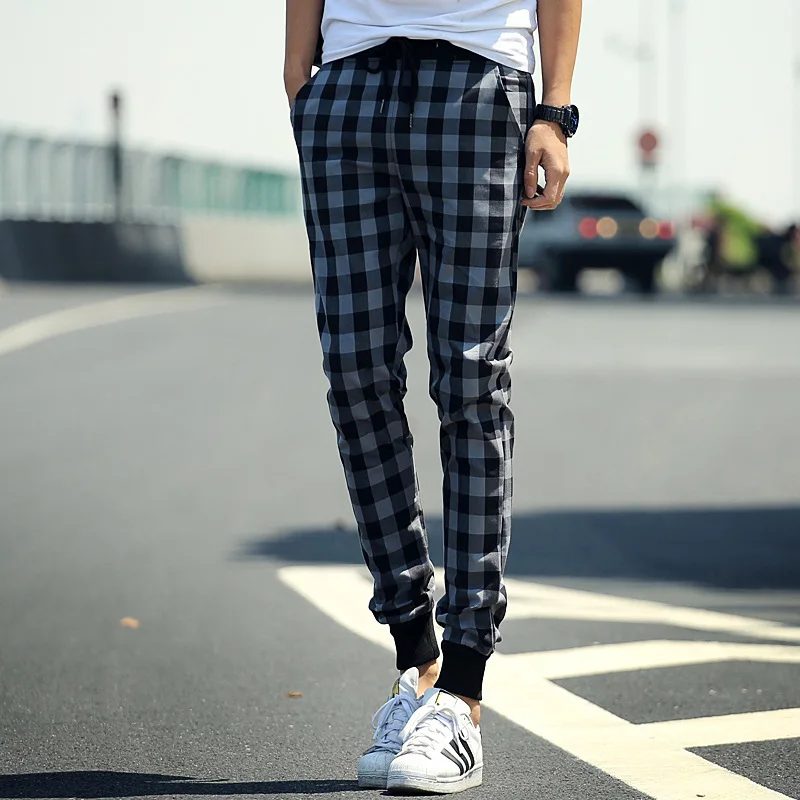 mens casual checked trousers