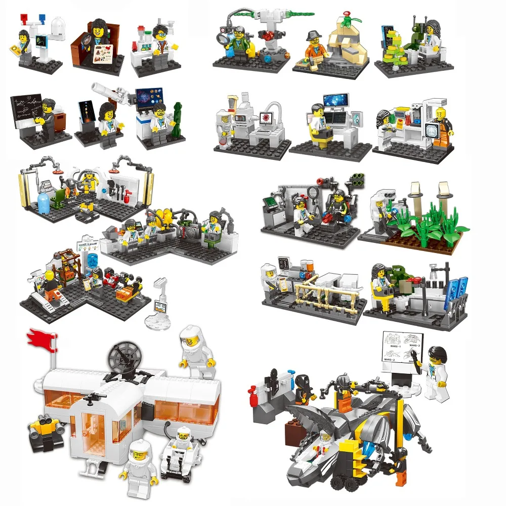 

2019 new arrive Building blocks assembled scientific research team DIY spelling figures Educational toys for children gifts