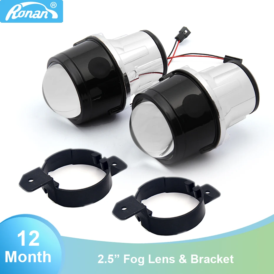 

Ronan 2pcs 2.5" Bi-Xenon Fog Light Projector Lens DIY Car Styling for March Qashqai Sunny Livina TIIDA TEANA use H8 H9 H11bulb