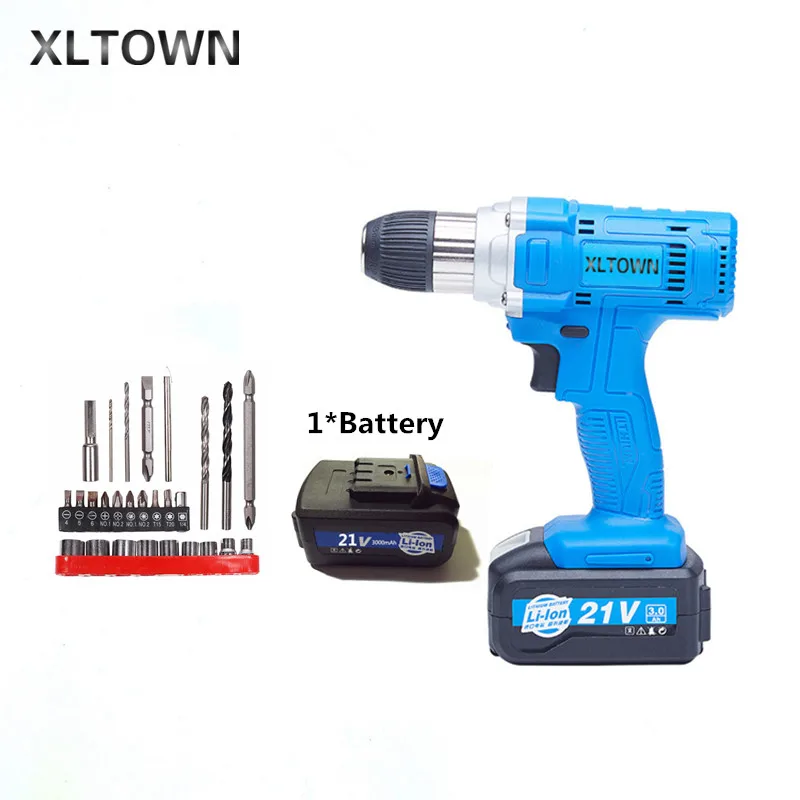 

Xltown 21v 80NM cordless drill high-capacity rechargeable lithium battery Electric screwdriver Household electric drill bits