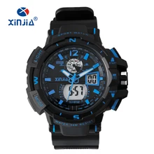 XINJIA бренд Мужские ударопрочные спортивные часы стиль двойной дисплей Аналоговый Цифровой светодиодный электронный кварц 50 м водонепроницаемый