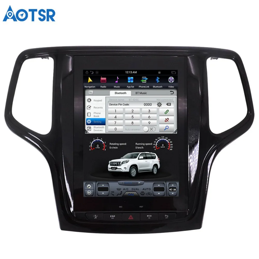 Aotsr Android Tesla стиль Автомобильный GPS навигатор для JEEP Grand Cherokee 2014 2018 золотой и черный