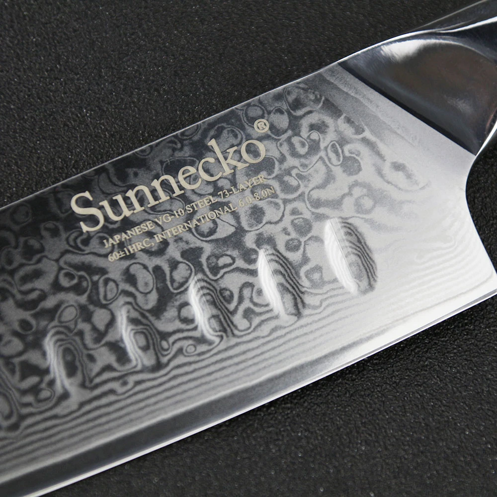 SUNNECKO Премиум 7 &quotдюймовый нож Santoku японский VG10 73 слоев Дамасская сталь лезвие