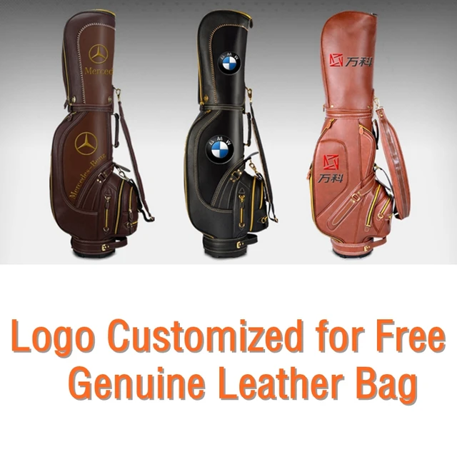 Best price at $340 Cheap brand PGM Golf stand cart caddy bag golf genuine leather golf bag. The logo can customized at one piece for free