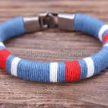 G107 Блюз Серфер молодой крутой хлопковый шарф кожаный жесткий Браслет-манжета мужской