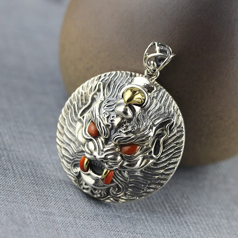 

S925 silver Seiko folk style South Red Unisex Turquoise Pendant lucky dance Free Shipping