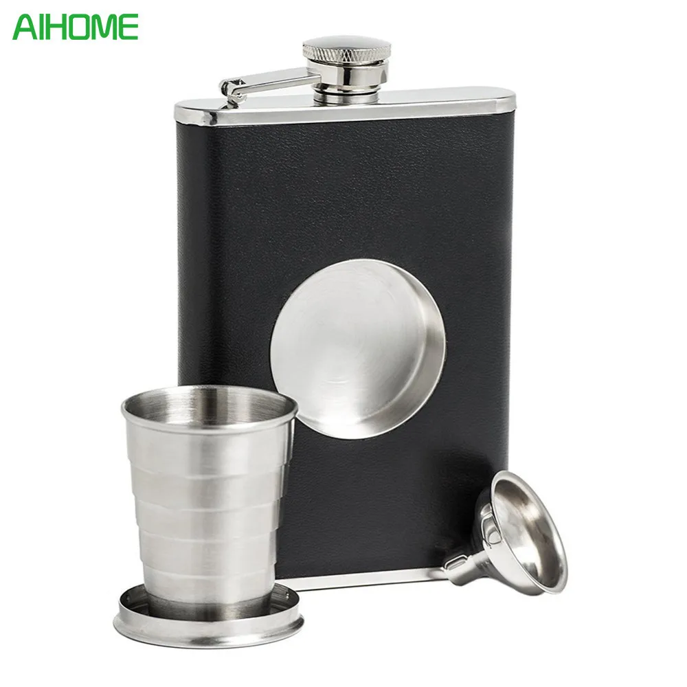 

Portable Stainless Steel Hip Flask Creative Folding Telescopic Shot Flask Wine Carrier Container a Funnel Included
