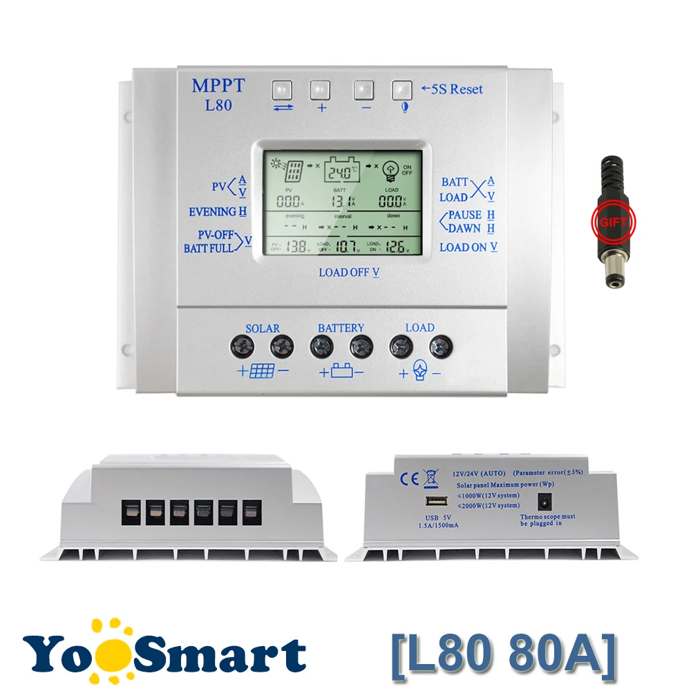 Устройство для контроля заряда солнечных батарей 80 А 12/24 в|solar battery charge controller|battery