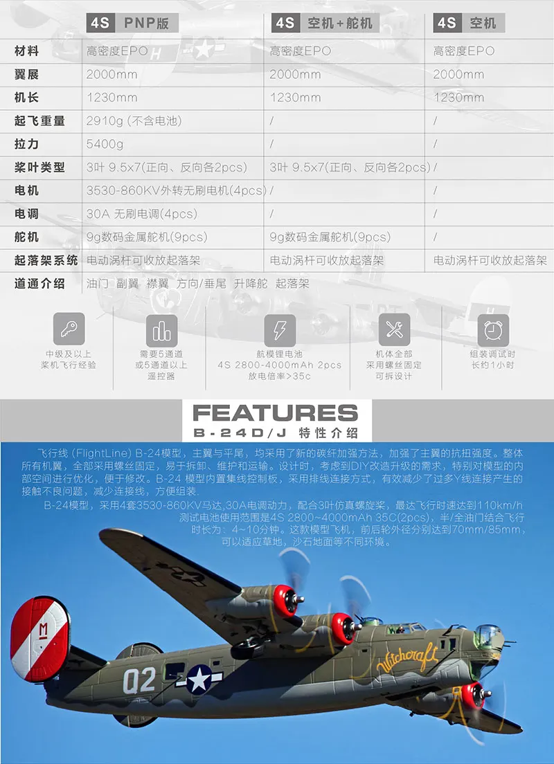 FREEWING B24 Liberator RC самолет pnp Flightline EPO