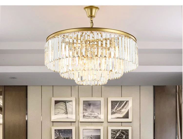 Gold American Style Retro Chandeliers LED Crystal Lighting For Living Room Bedroom Hall Hotel Restaurant Dining Room Fashion